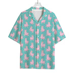 Cute Pink Llama Pattern Print Rayon Hawaiian Shirt