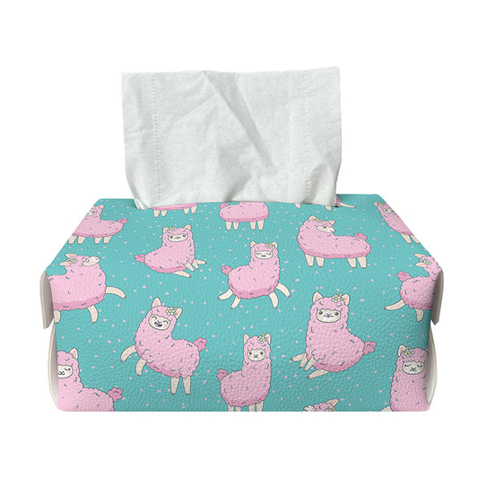 Cute Pink Llama Pattern Print Rectangle Tissue Box Cover