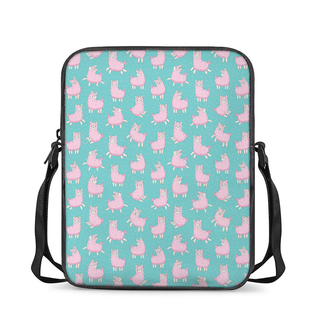 Cute Pink Llama Pattern Print Rectangular Crossbody Bag