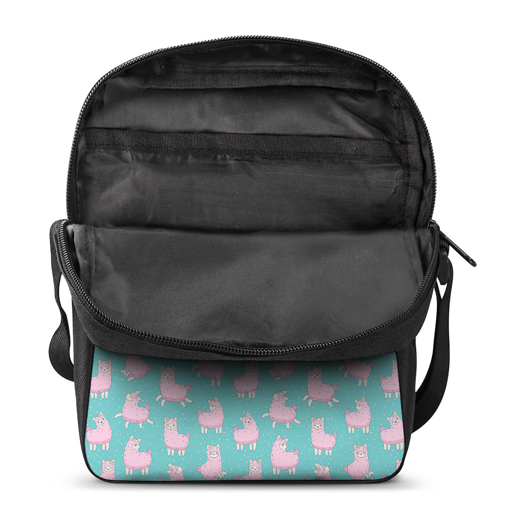 Cute Pink Llama Pattern Print Rectangular Crossbody Bag