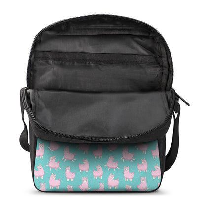 Cute Pink Llama Pattern Print Rectangular Crossbody Bag