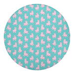 Cute Pink Llama Pattern Print Round Blanket