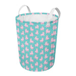 Cute Pink Llama Pattern Print Round Laundry Basket