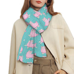 Cute Pink Llama Pattern Print Scarf