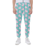 Cute Pink Llama Pattern Print Scuba Joggers