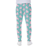 Cute Pink Llama Pattern Print Scuba Joggers