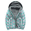 Cute Pink Llama Pattern Print Sherpa Lined Zip Up Hoodie