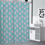 Cute Pink Llama Pattern Print Shower Curtain