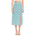 Cute Pink Llama Pattern Print Side Slit Midi Skirt