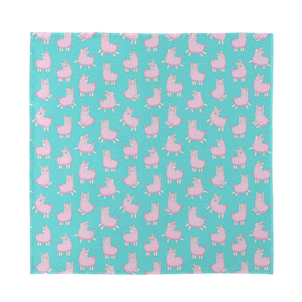 Cute Pink Llama Pattern Print Silk Bandana