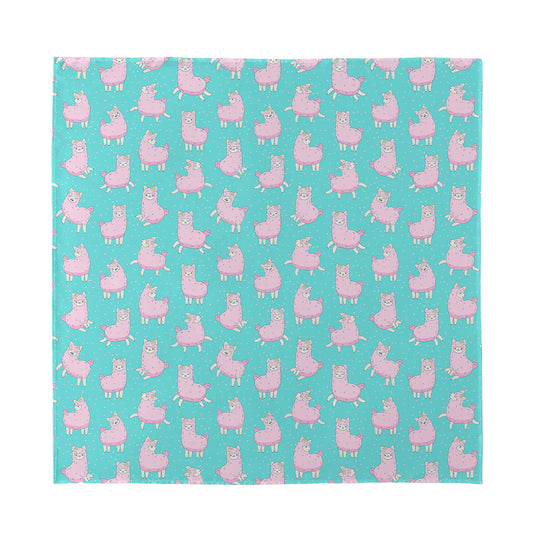 Cute Pink Llama Pattern Print Silk Bandana