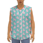 Cute Pink Llama Pattern Print Sleeveless Baseball Jersey