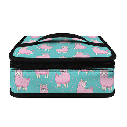 Cute Pink Llama Pattern Print Small Lunch Bag