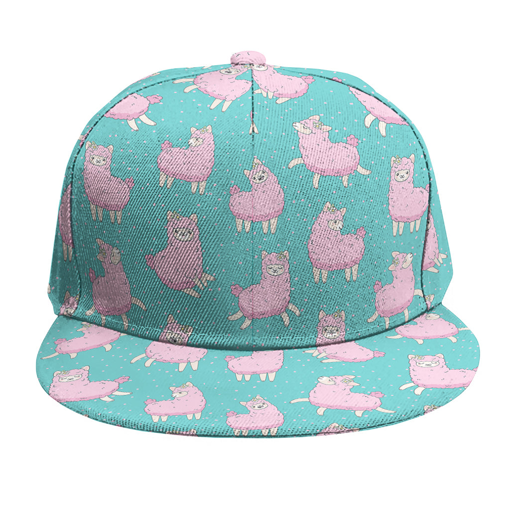 Cute Pink Llama Pattern Print Snapback Cap