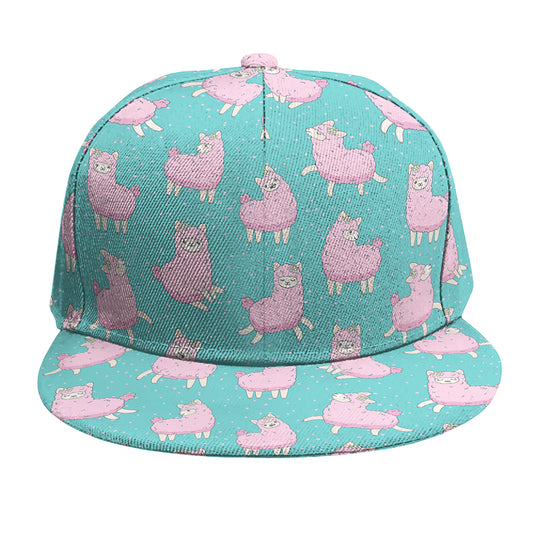Cute Pink Llama Pattern Print Snapback Cap
