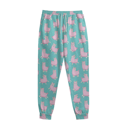 Cute Pink Llama Pattern Print Sweatpants