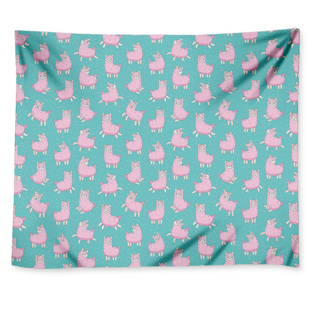 Cute Pink Llama Pattern Print Tapestry