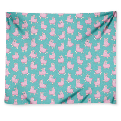Cute Pink Llama Pattern Print Tapestry