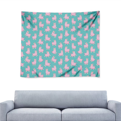 Cute Pink Llama Pattern Print Tapestry