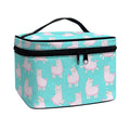 Cute Pink Llama Pattern Print Travel Makeup Bag