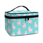 Cute Pink Llama Pattern Print Travel Makeup Bag