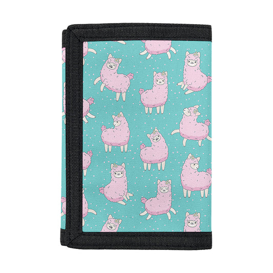 Cute Pink Llama Pattern Print Trifold Wallet