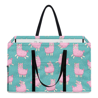 Cute Pink Llama Pattern Print Utility Tote Bag