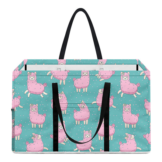Cute Pink Llama Pattern Print Utility Tote Bag