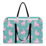 Cute Pink Llama Pattern Print Utility Tote Bag