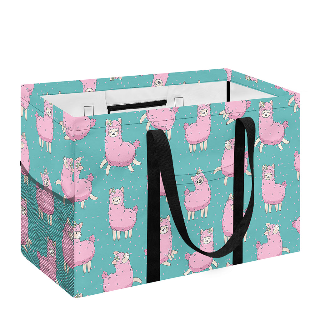 Cute Pink Llama Pattern Print Utility Tote Bag