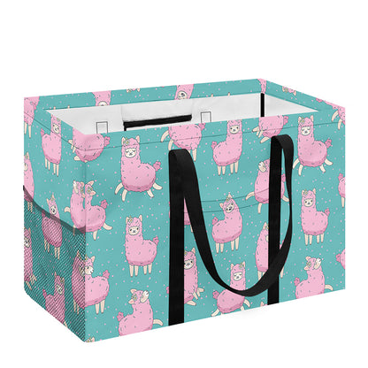 Cute Pink Llama Pattern Print Utility Tote Bag