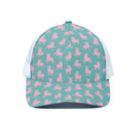 Cute Pink Llama Pattern Print White Mesh Trucker Cap