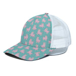 Cute Pink Llama Pattern Print White Mesh Trucker Cap