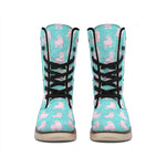 Cute Pink Llama Pattern Print Winter Boots