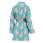 Cute Pink Llama Pattern Print Women's Bathrobe