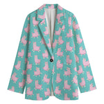 Cute Pink Llama Pattern Print Women's Cotton Blazer