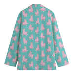 Cute Pink Llama Pattern Print Women's Cotton Blazer