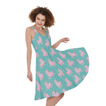 Cute Pink Llama Pattern Print Women's Sleeveless Dress