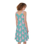 Cute Pink Llama Pattern Print Women's Sleeveless Dress