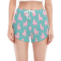Cute Pink Llama Pattern Print Women's Split Running Shorts
