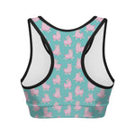 Cute Pink Llama Pattern Print Women's Sports Bra