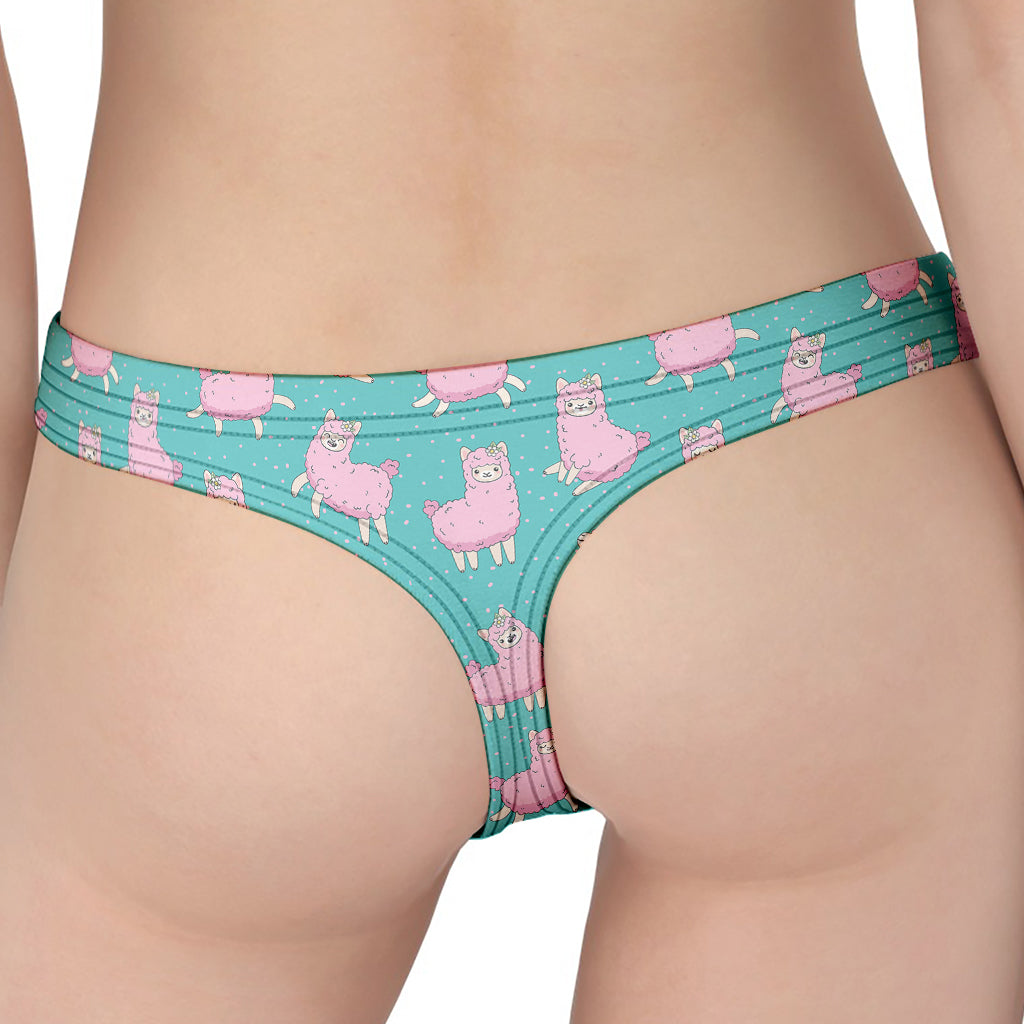 Cute Pink Llama Pattern Print Women's Thong