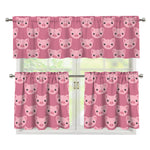 Cute Pink Pig Pattern Print 3 Piece Kitchen Curtains