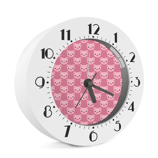 Cute Pink Pig Pattern Print Alarm Clock