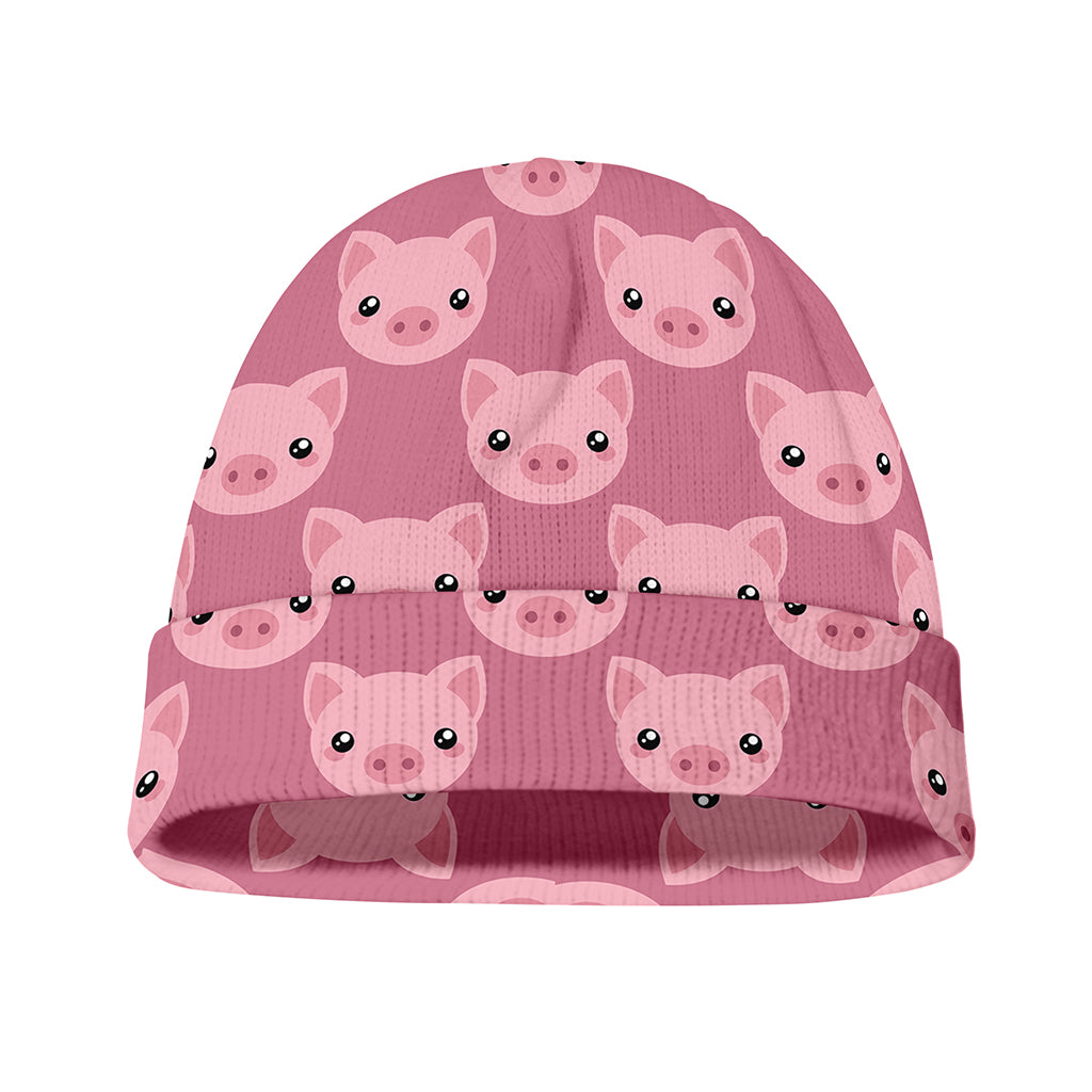 Cute Pink Pig Pattern Print Beanie