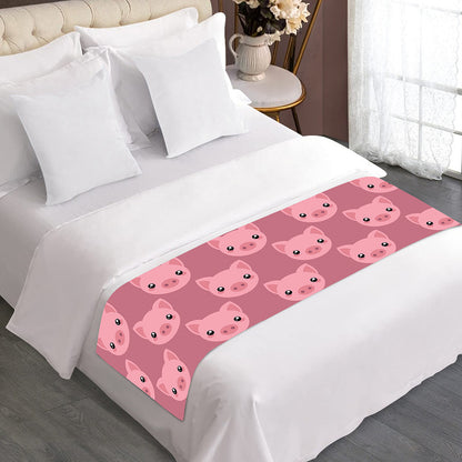 Cute Pink Pig Pattern Print Bed Runner