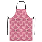 Cute Pink Pig Pattern Print Bib Apron With Pocket