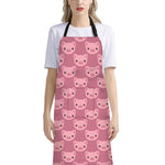 Cute Pink Pig Pattern Print Bib Apron With Pocket