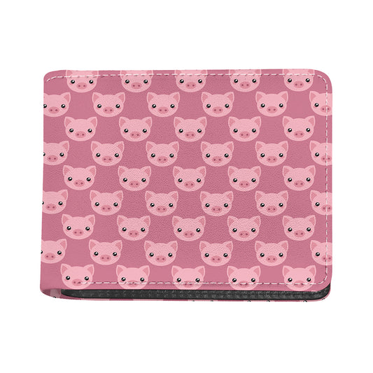 Cute Pink Pig Pattern Print Bifold Wallet