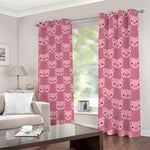 Cute Pink Pig Pattern Print Blackout Grommet Curtains